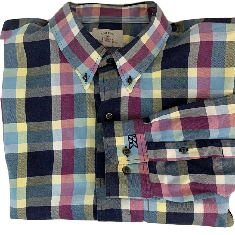 Cutter & Buck Big and Tall Mens Plaid Button Down